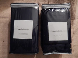 2 Liz Claiborne Home Curtains Rod-Pocket Navy Blue 42in X 84in NEW $240 Value - Picture 1 of 4