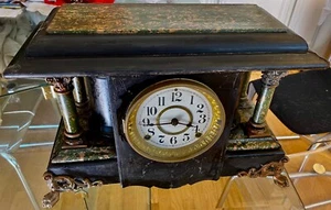 Antique  Adamantine Mantel Clock 4 Pillars Unknown Maker AS-IS - Picture 1 of 1