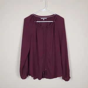 Blusa transparente de manga larga Daniel Rainn Burgandy talla mediana - Imagen 1 de 8