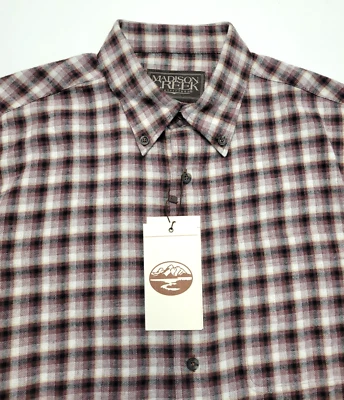 $135 Nueva Camisa Madison Creek Branch Performance Hombres MEDIANA Cuadros Borgoña Foto 1 de 4