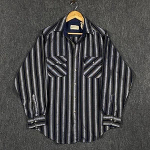 Northwest Territory Mens Medium Long Sleeve Button Up Shirt Blue Balanced Stripe - Picture 1 of 13