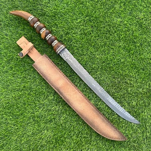 Beautiful Custom Made Damascus Steel Sword w/Sheath Collectible Battle Ready, 60 - Picture 1 of 5