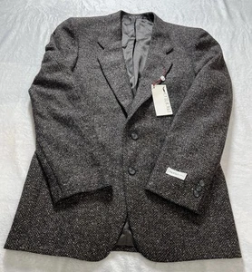 Blazer Profilo Tweed 70% Lana 20% Seda Chevron Hombres 40R Lana Gris 2 Botones - Imagen 1 de 19