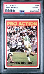 Tarjeta de fútbol americano 1972 Topps #126 John Riggins en acción PSA 8 casi nueva-como nueva de los New York Jets - Imagen 1 de 2
