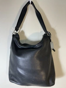 Vintage Coach 9188 Schultertasche Crossbody Leder schwarz silber Reißverschluss Handtasche verstellbar - Bild 1 von 9