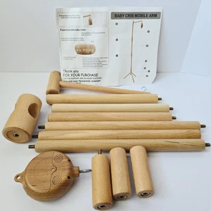 Floor Standing Baby Crib Mobile Arm with Music Box 65 Inch Wooden Nursery Decor - Picture 1 of 14