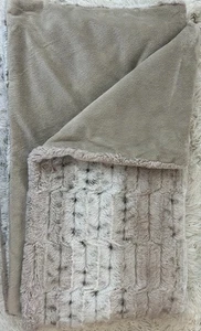 Dennis Basso FauxFur Luxury Soft Blanket Cozy Plush Throw Tan Brown White 50x60” - Picture 1 of 6