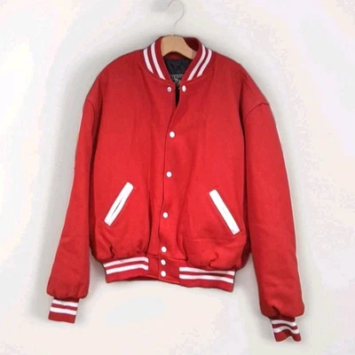Chaqueta Letterman Universitaria Forrada Edredón Lana Roja Holloway EE. UU. De Colección Talla L Para Hombres  Foto 1 de 4