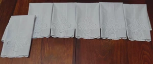 6 elegante hellweiße Hand/Fingerspitzen Handtücher Cutwork bestickt, Rosen 11x16" - Bild 1 von 5