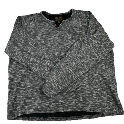 Lucky Brand Men's Henley Shirt XL Gray Black Marled Long Sleeve Casual Knit Top - Image 1 of 4