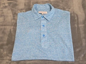 Orlebar Brown Sebastian 100% Linen Lightweight Baby Blue Polo/Golf Shirt SZ S - Picture 1 of 17
