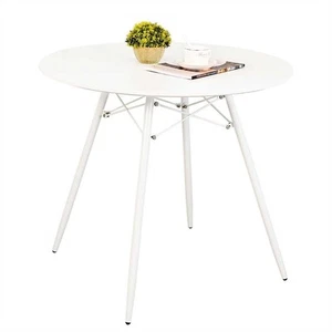 White Round Dining Table Round Table Dia 31.5" Wood Top Metal Legs Simple Mod... - Picture 1 of 8