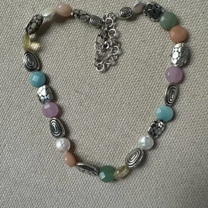 Vintage Brighton Silver Tone Multi Spring Summer Gemstone Beaded Necklace 18 In - Picture 1 of 4