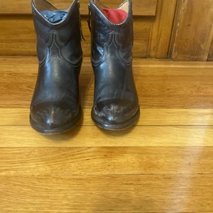 Lucchese Black Leather Ankle Short Boot Side Zip Womens Size 8:5B - Picture 1 of 21