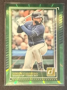 2025 Donruss Baseball #40 Junior Caminero Green Laser Foil Rays Free Shipping - Picture 1 of 2