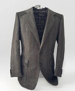 Country Blazer Wool Faux Leather Buttons Ladies 36” Chest Hacking Jacket Italy - Picture 1 of 19