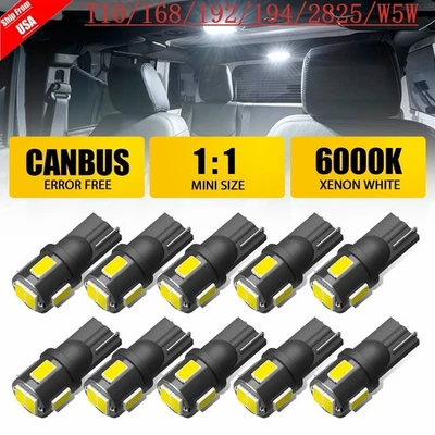 T10 194 168 W5W 2825 5630SMD LED License Plate Interior Light Bulbs 6000K White Foto 1 de 4