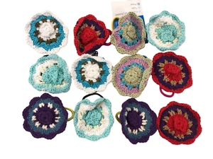 12 ELASTICI PER CAPELLI FORMA FIORI ALL'UNCINETTO FERMAGLI ACCONCIATURA CM 7 - Imagen 1 de 2