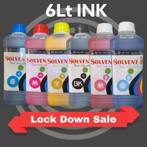 6Lt Eco Solvent Ink Compatible for Roland Mimaki Agfa Printer C M Y K LM LC. - Picture 1 of 7