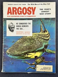 Argosy Magazine Jan 1957 - War Story, Cousteau, Blue Veil, Lasso, Skydiving - Picture 1 of 2