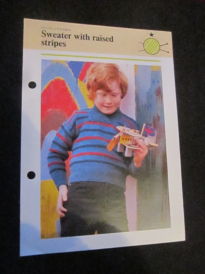 KNITTING PATTERN YOUNG CHILDREN  SWEATER WITH RAISED STRIPES  **MUST SEE ** - Image 1 of 1