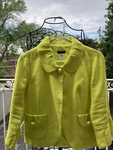 J. Crew Women's Yellow Linen Tulip Jacket Size 4  - Picture 1 of 11