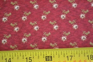 By 1/2 Yd, Tan & Olive Calico on Red Quilt Cotton, Windham/Alexandra/Koval, B102 - Picture 1 of 7