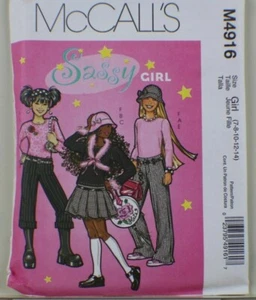 McCall's M4916 Pattern - Girls' size 7-14 Top, Skirt, Pants and Hat - Picture 1 of 3