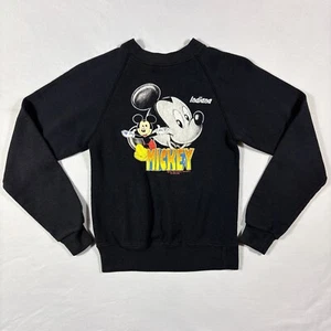 Disney Mickey Mouse Sweatshirt Unisex Youth Black Long Sleeve Crew Neck Pullover - Picture 1 of 5