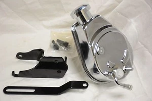 Chrome Saginaw Power Steering Pump + 1955 56 57 Chevy Mounting Bracket 283 327 - Imagen 1 de 11