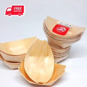 Charcuterie Mini Bamboo Grazing Boat Platter Tray Disposable Serveware 10 Pcs - Picture 1 of 24