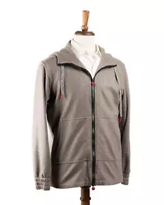Kiton Napoli $4,530 NWT Taupe Gray Cashmere Knit Zip Up Hoodie Jacket M - Picture 1 of 9