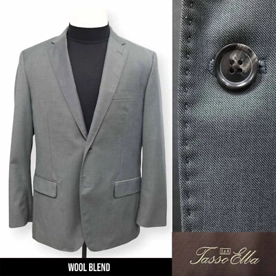 TASSO ELBA mens grayish green WOOL BLEND sport coat suit jacket blazer 42 44 R - Image 1 of 4