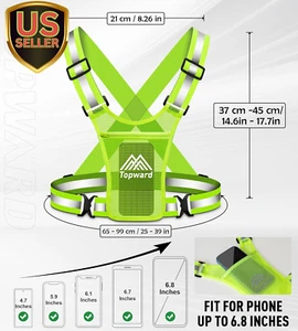 Running Vest Chest Phone Holder for Women Men, Reflective Vest Safety Gear fo... - Picture 1 of 1
