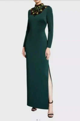 Badgley mischka embellished Mock-Neck Long-sleeved Cutout-back Scuba Gown  - Image 1 of 4