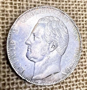 1841 2 Thaler Germany State HESSE-DARMSTADT 3 1/2 Gulden Rare Dings on The Rim - Picture 1 of 14