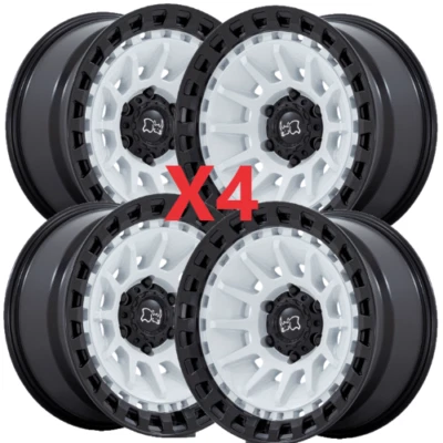 JUEGO DE 4 LLANTAS 18X9 18 LLANTAS BLANCAS BRILLANTES PARA JEEP WRANGLER NEGRO RHINO BARRAGE Foto 1 de 4
