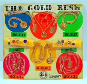The Gold Rush Rings Necklaces Bracelets Old Gumball Vend Machine Disp Card #215 - Picture 1 of 1