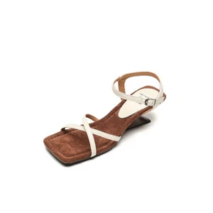 Women's 2024 Fashion Leather Open Toe Ankle Strap Wedge Heel Sandal Shoes  - Picture 1 of 15