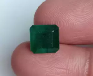 Smeraldo Zambia 9X9MM Verde Vivido Non Riscaldato Non Trattato Taglio Gemma Sciolta 3,82 Ct - Foto 1 di 8