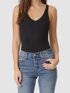 ATM Women's Black Ribbed V-Neck Sleeveless Tank One Piece Bodysuit Size XL - Picture 1 of 4
