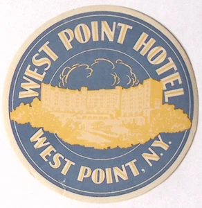 Etiqueta de equipaje recuerdo de viaje West Point Hotel West Point NY 1920 3,75" - Imagen 1 de 3
