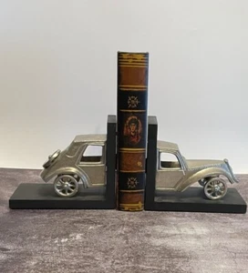 BOOKEND ~ Metal Cars, Silver, Heavy - Picture 1 of 7