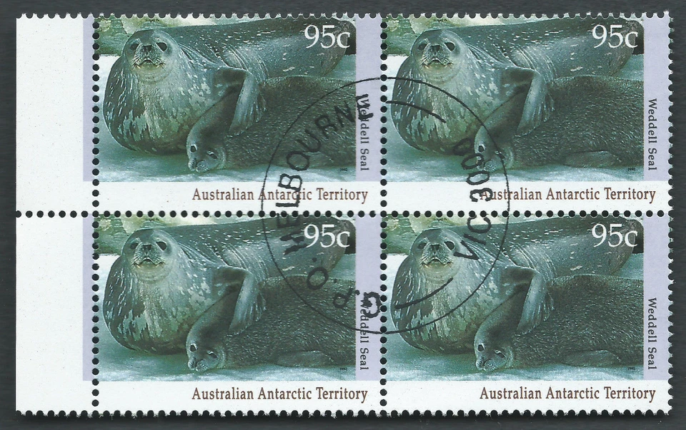 1992 AAT Australian Antarctic Territory Wildlife 95c Weddell Seal Block 4 CTO - Image 1 of 1