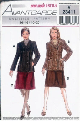 Neue Mode Stil 23411 Jacket Skirt Double Breasted Avantgarde Pattern Misses - Image 1 of 2