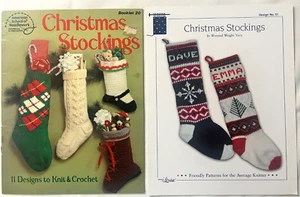 Vtg Christmas Stockings Socks Crochet Knitting Patterns Books Argyle Fair Isle + - Picture 1 of 2