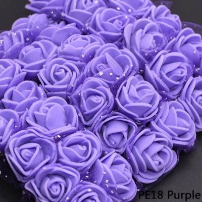 144pcs 2cm Mini Artificial Rose Flower Heads W/ Tulle Scrapbooking DIY Decor NEW - Image 1 of 4