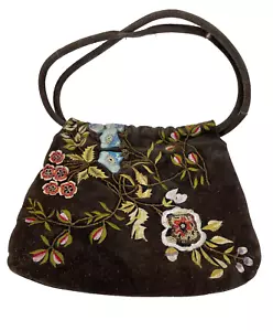 Cartera de hombro vintage bordada de gamuza década de 1970 estilo - Imagen 1 de 7