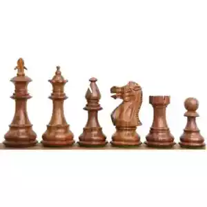 Juego de piezas de ajedrez con peso Staunton británico de 3,7" solamente - palo de rosa dorado y boj - Imagen 1 de 6