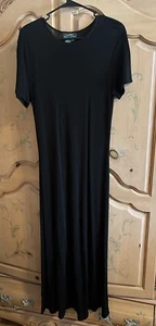 Maxi abito da donna Lauren Ralph Lauren nuovo con etichette nero taglia M manica corta - Foto 1 di 8